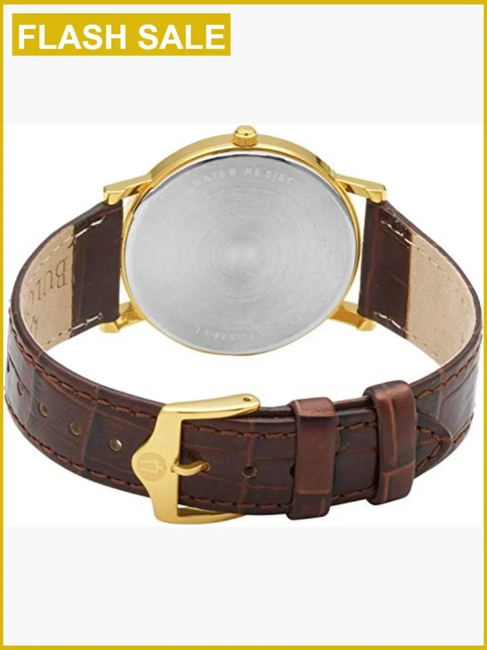 Men's Classic Analog Watch Brown Leather Strap, 37mm, Quartz Movement, Water